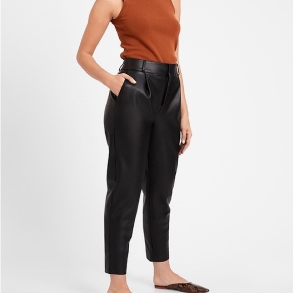 Banana Republic Petite High Rise Tapered Vegan Leather Pant - 0P - Picture 1 of 8